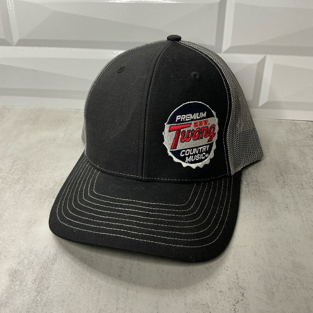 Www.Twang Country Music Montana Black and Gray Trucker Hat